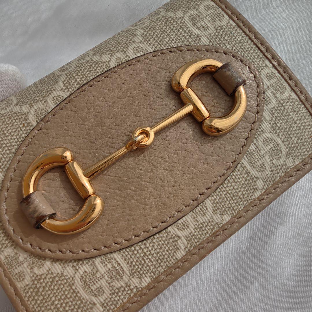 グッチ　GUCCI　折り財布　ホースビット　ベージュ