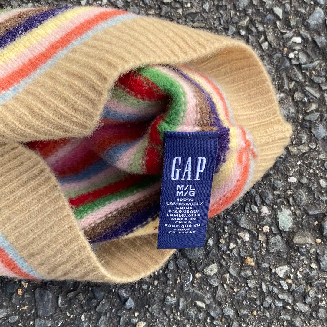 90's old gap マルチボーダー ピンク ニット帽 ビーニー アーカイブ