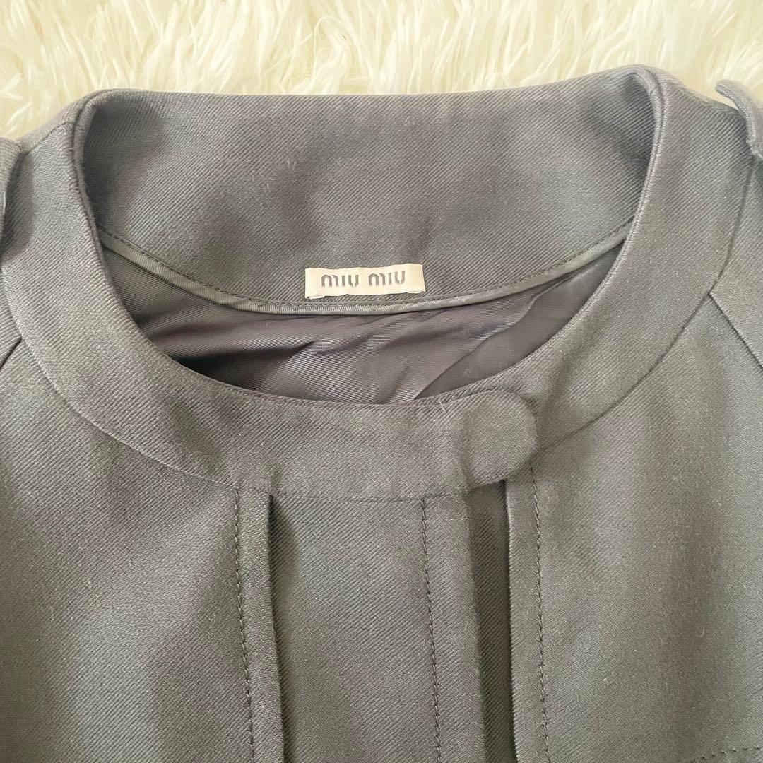 miu miu ミュウミュウ　ノーカラーコート　ブラック　イタリア製