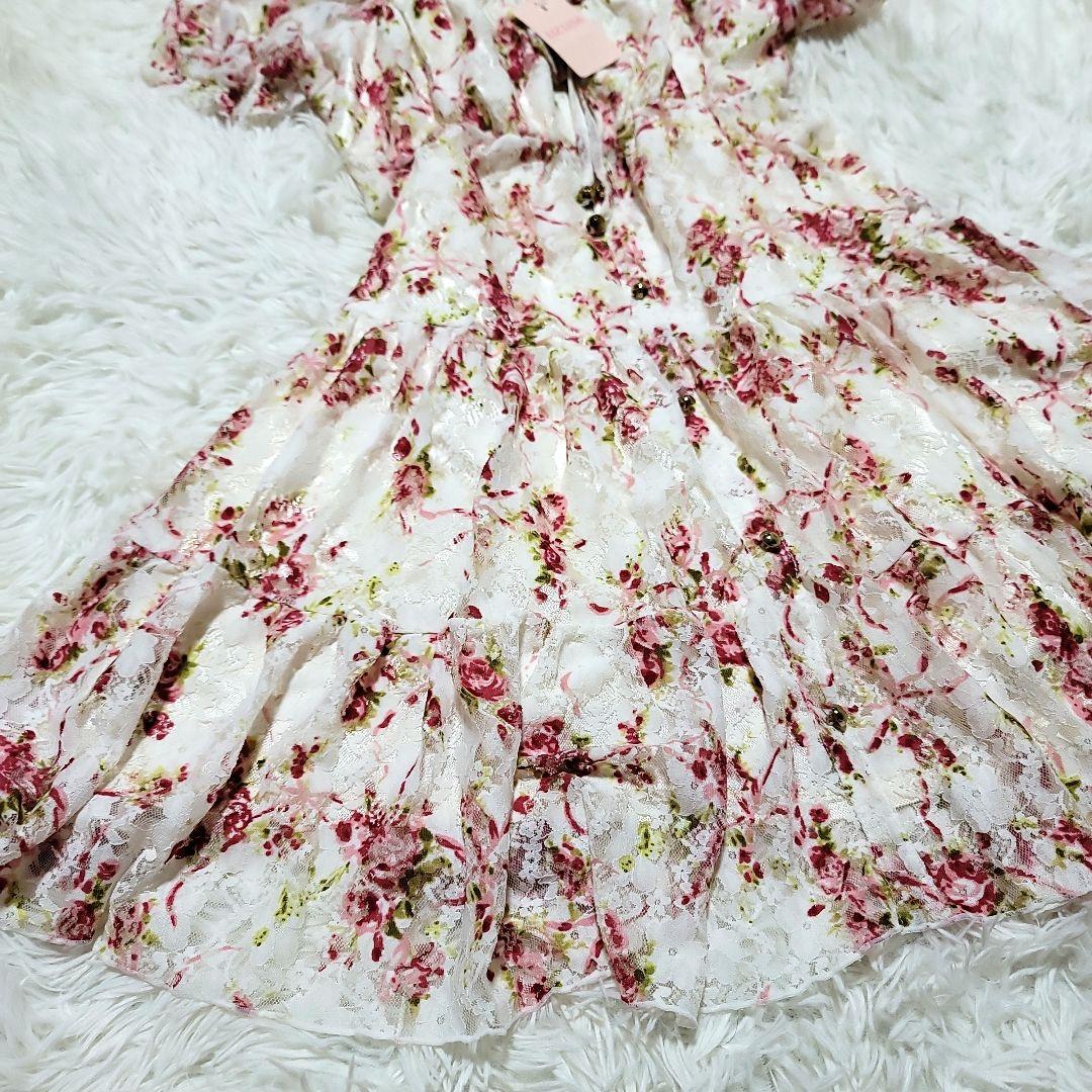 新品タグ付 希少 リズリサ オフショル ワンピ 花柄レース パワネ 姫ギャル