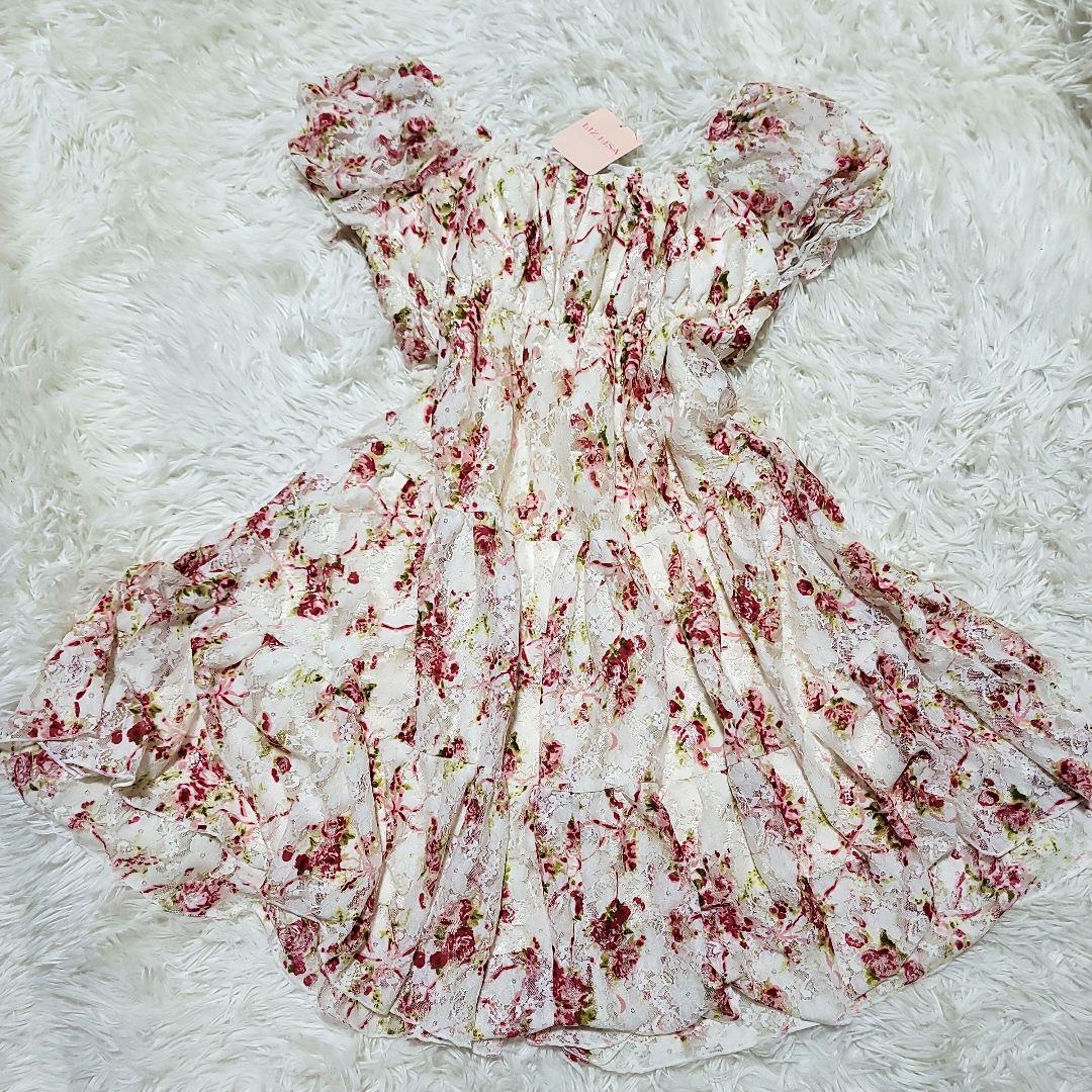 新品タグ付 希少 リズリサ オフショル ワンピ 花柄レース パワネ 姫ギャル