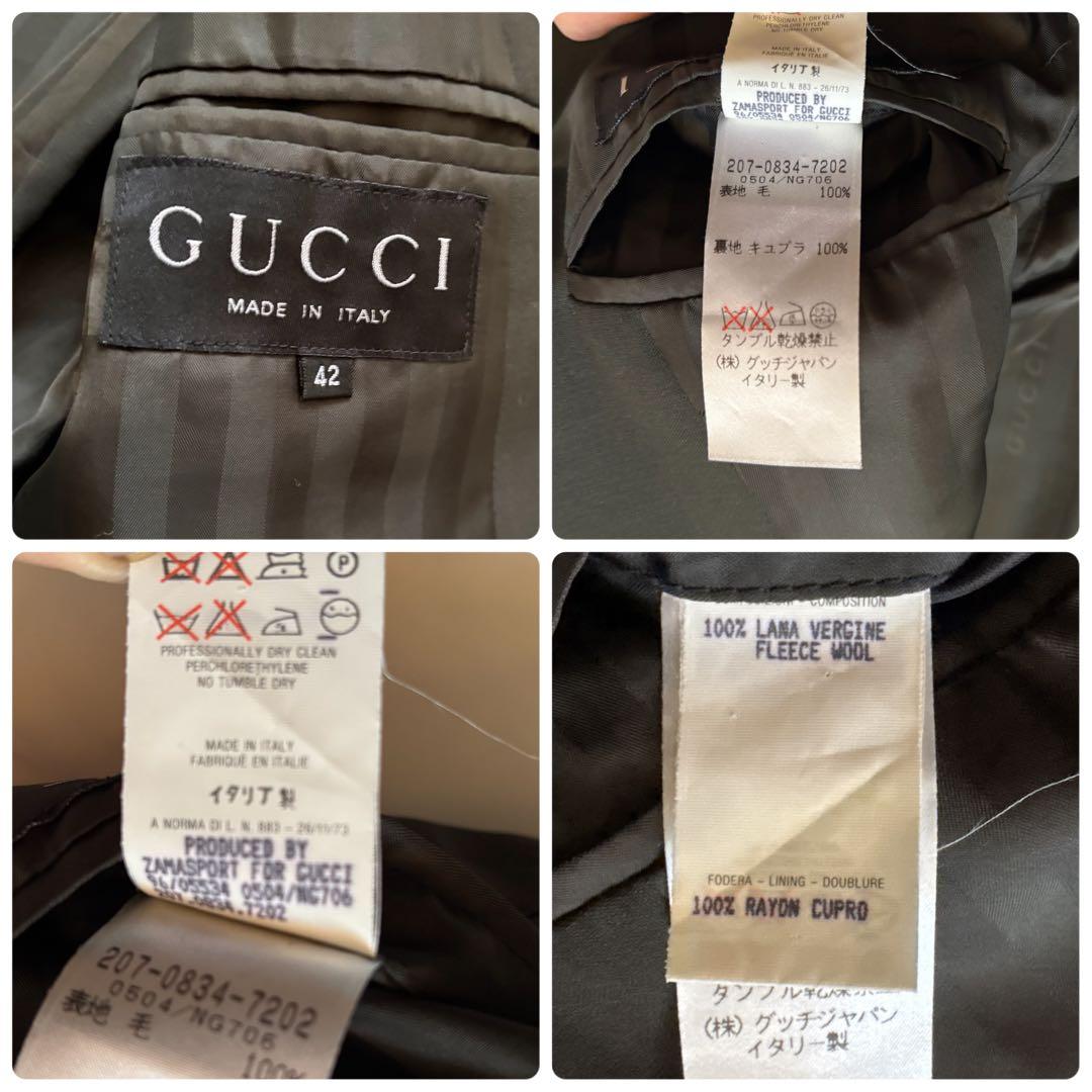 美品 GUCCI グッチ トムフォード期 ウールジャケット カーキ 比翼 42