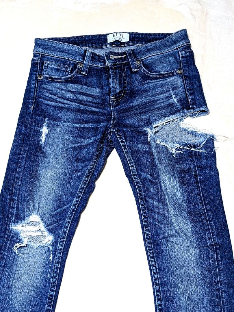 美品✨ GYDA SIDE RIPPED　ジェイダ ダメージ デニム　ブルー　M
