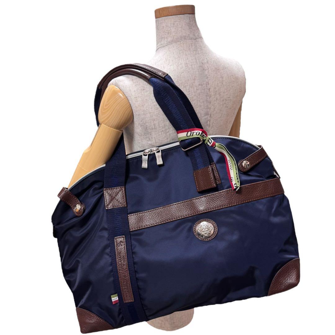 美品 Orobianco オロビアンコ ボストンバッグ ネイビー