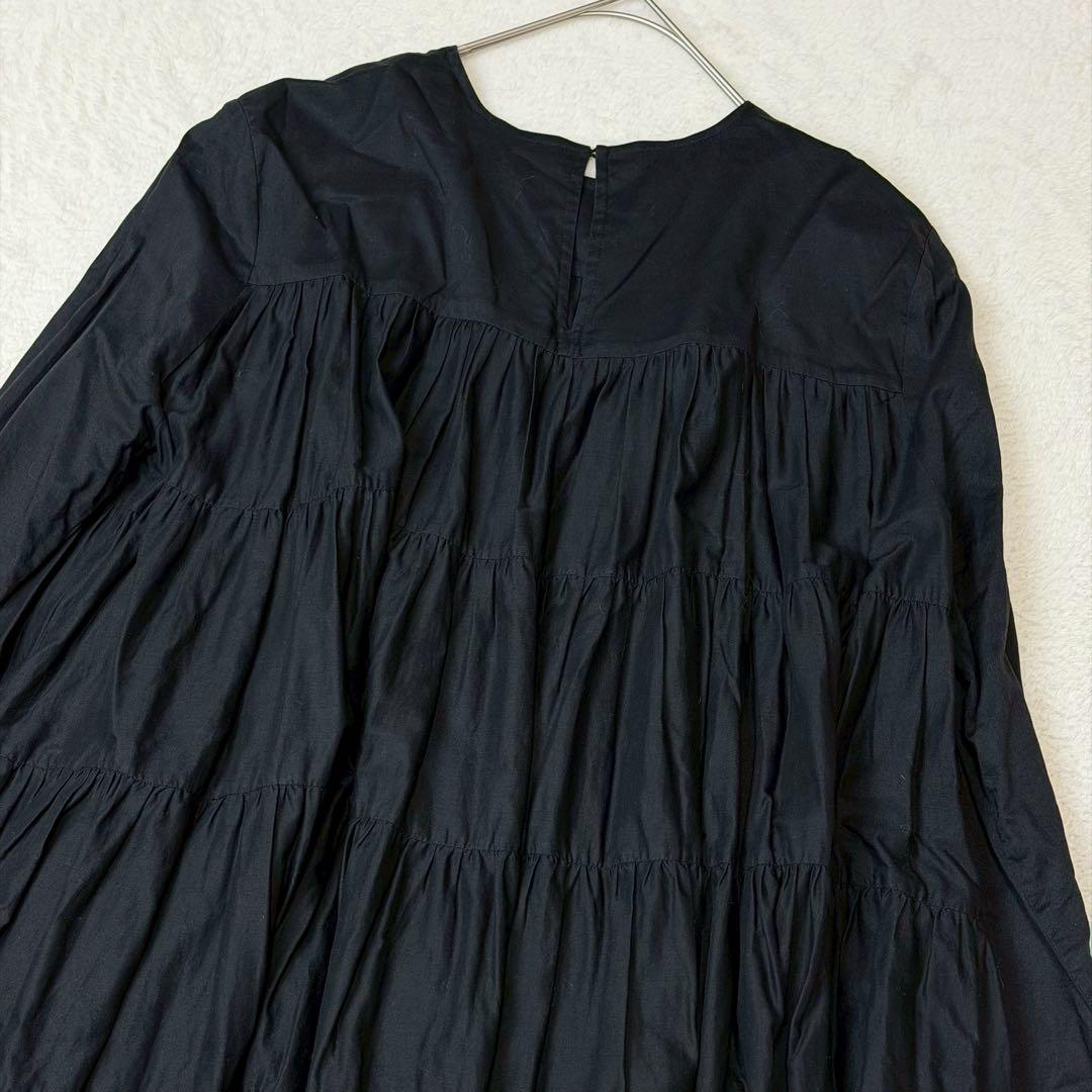極美品✨マーレット 24SS ソリマン ティアードボリュームワンピース ブラック