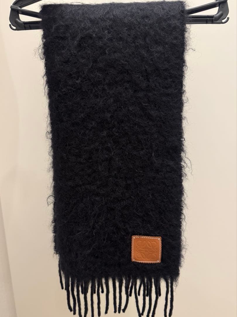 美品✨ LOEWE ブラック マフラー モヘア・ウール