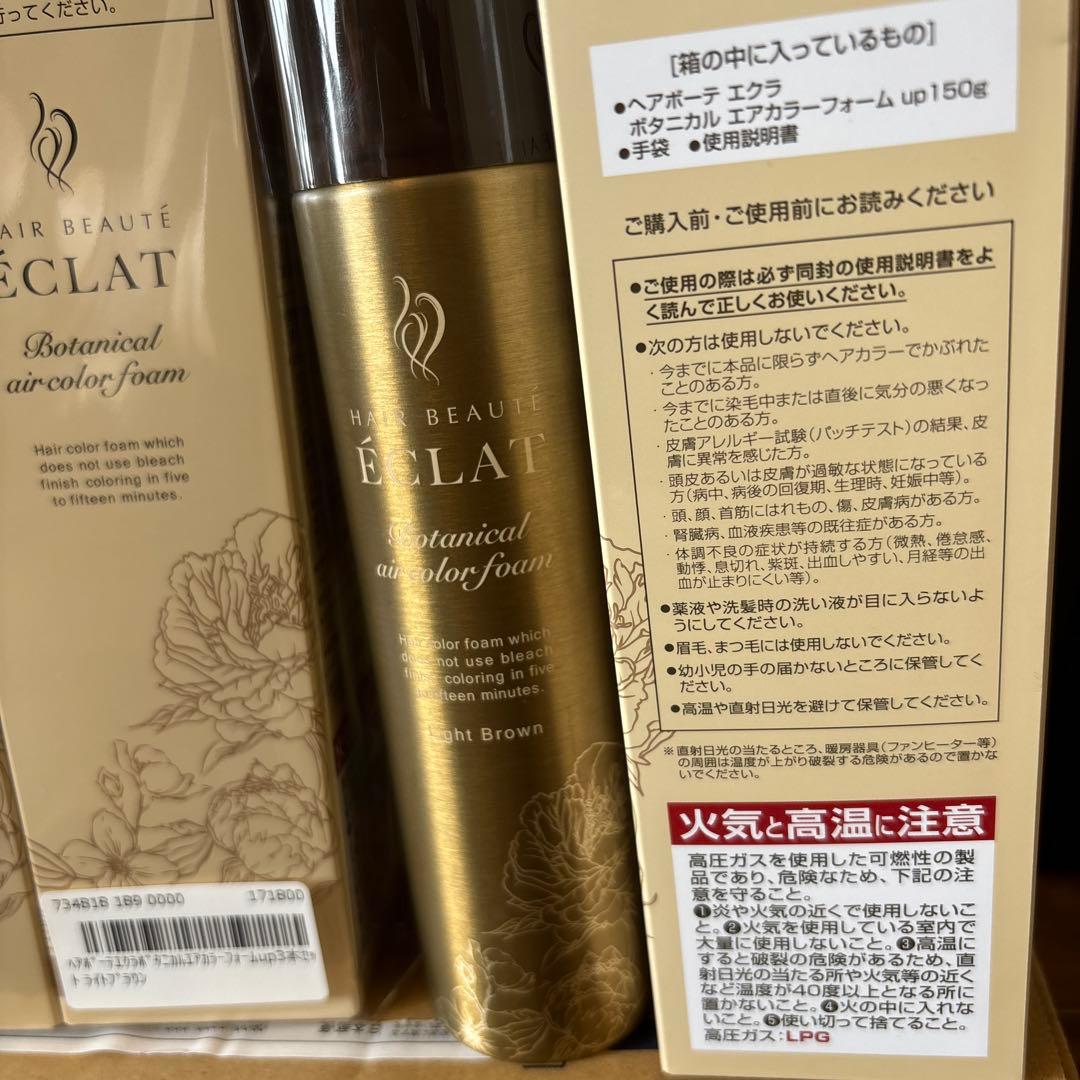 ヘアボーテエクラボタニカルエアーカラーフォームライトブラウン150g２本