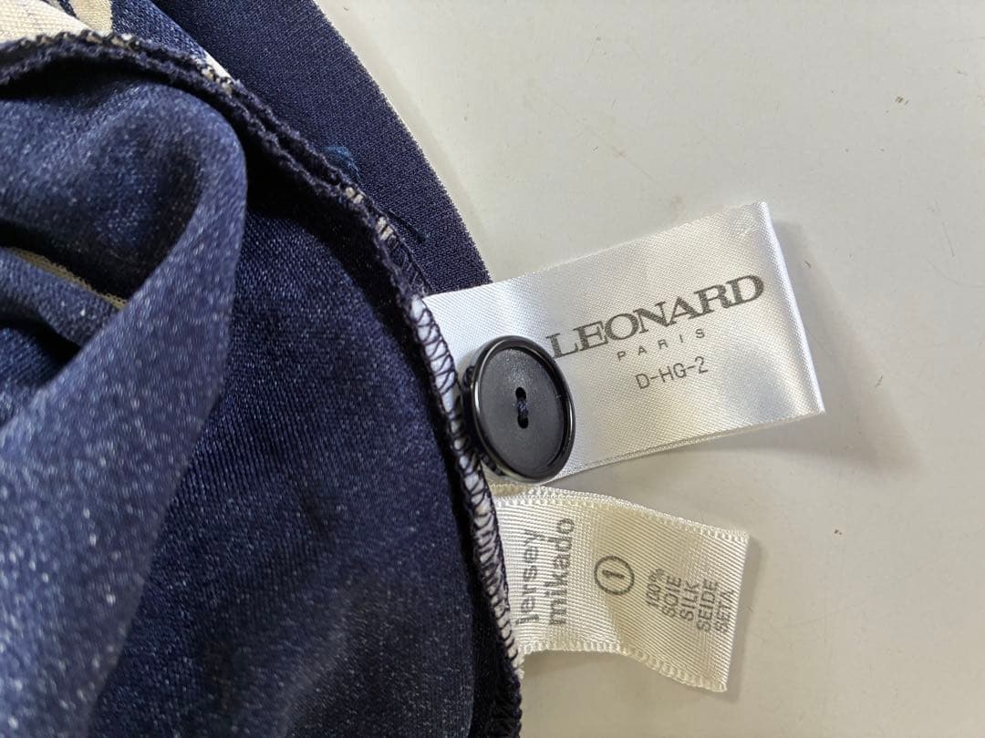 66 LEONARD 花柄ロングカーディガン ネイビー