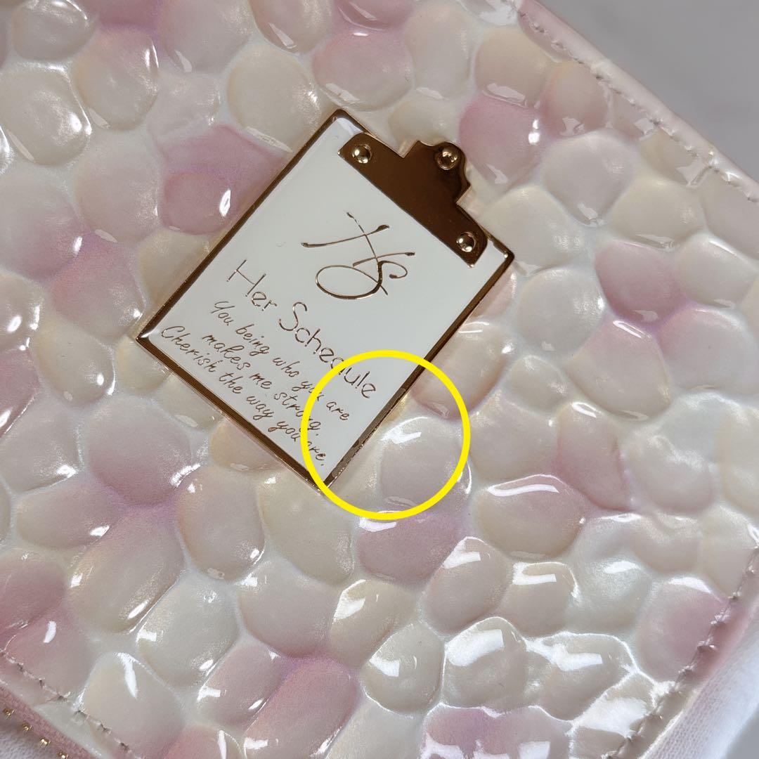 未使用級♡ハースケジュール 2つ折り財布 エナメルレザー ホワイトローズ