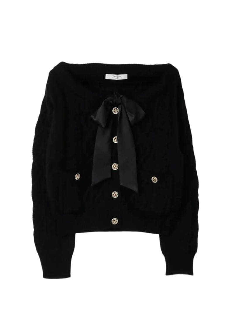 Herlipto Aerienne Cable-Knit Ribbon ブラック