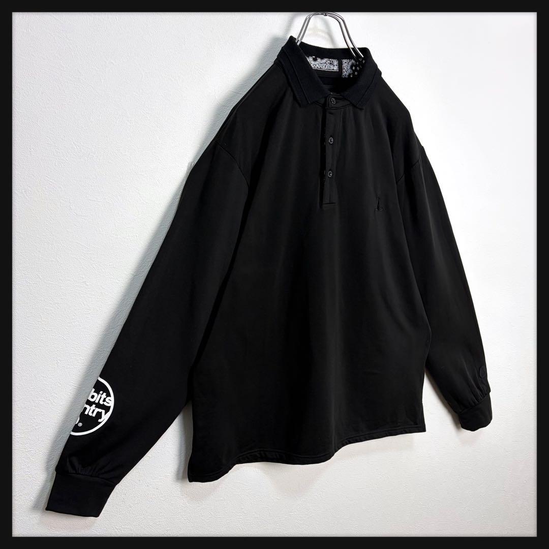 【刺繍ロゴ】FR2ゴルフ バックロゴ 長袖ポロシャツ ペイズリー 腕ロゴ 完売L