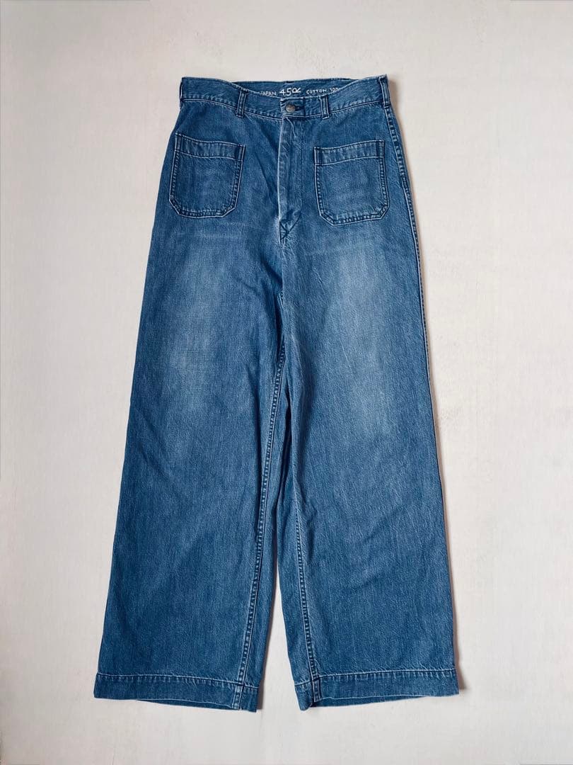 45R 麦デニムの4ポケットパンツ(加工) デニム　パンツ