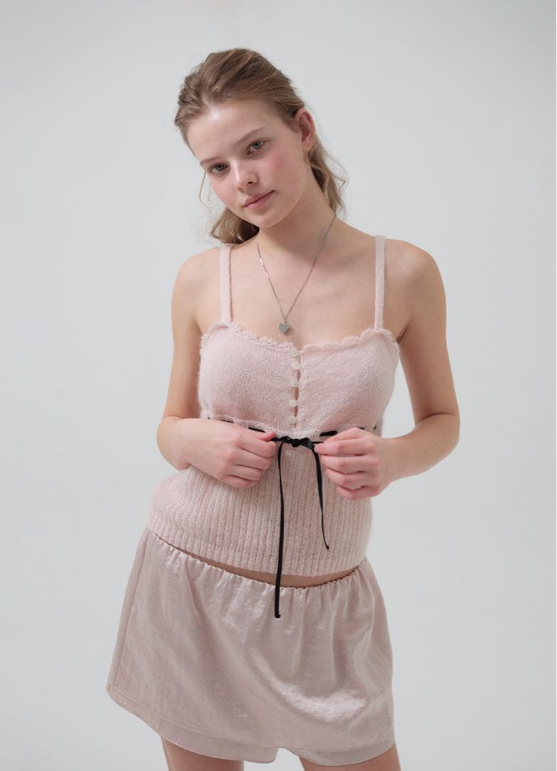 mochiThe Barnnet Plery Lace ニットキャミソール