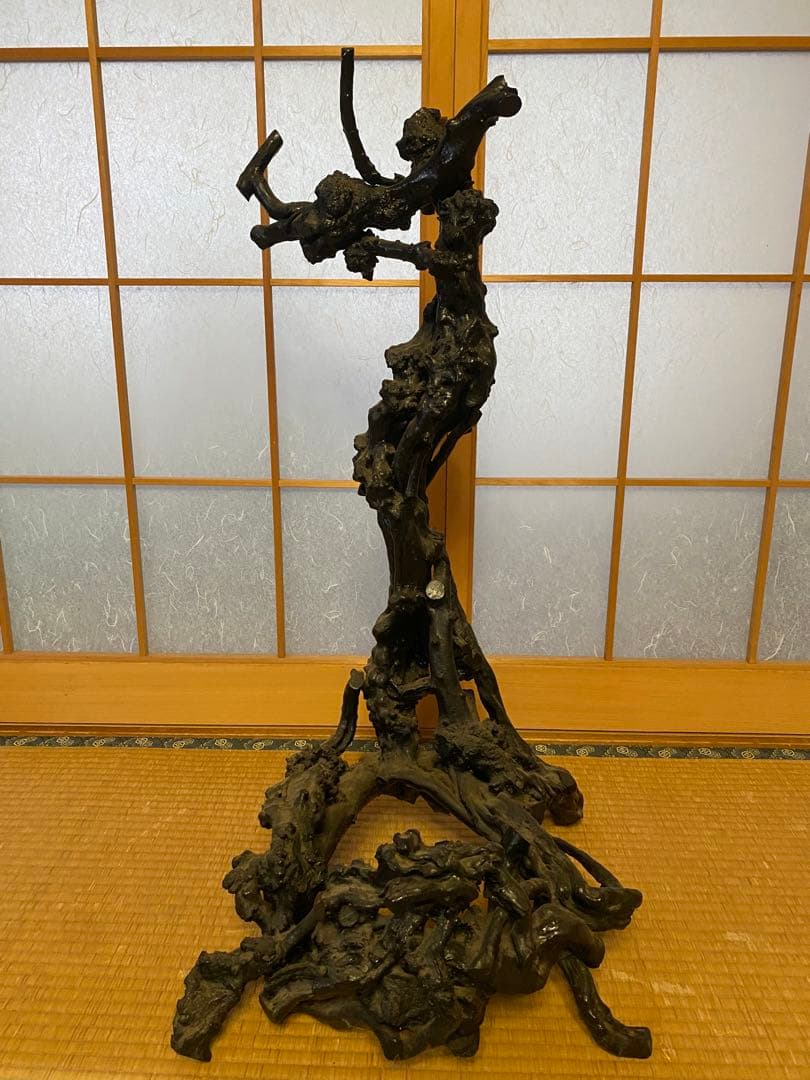 柘植材　琵琶　撥　自然木の置き台