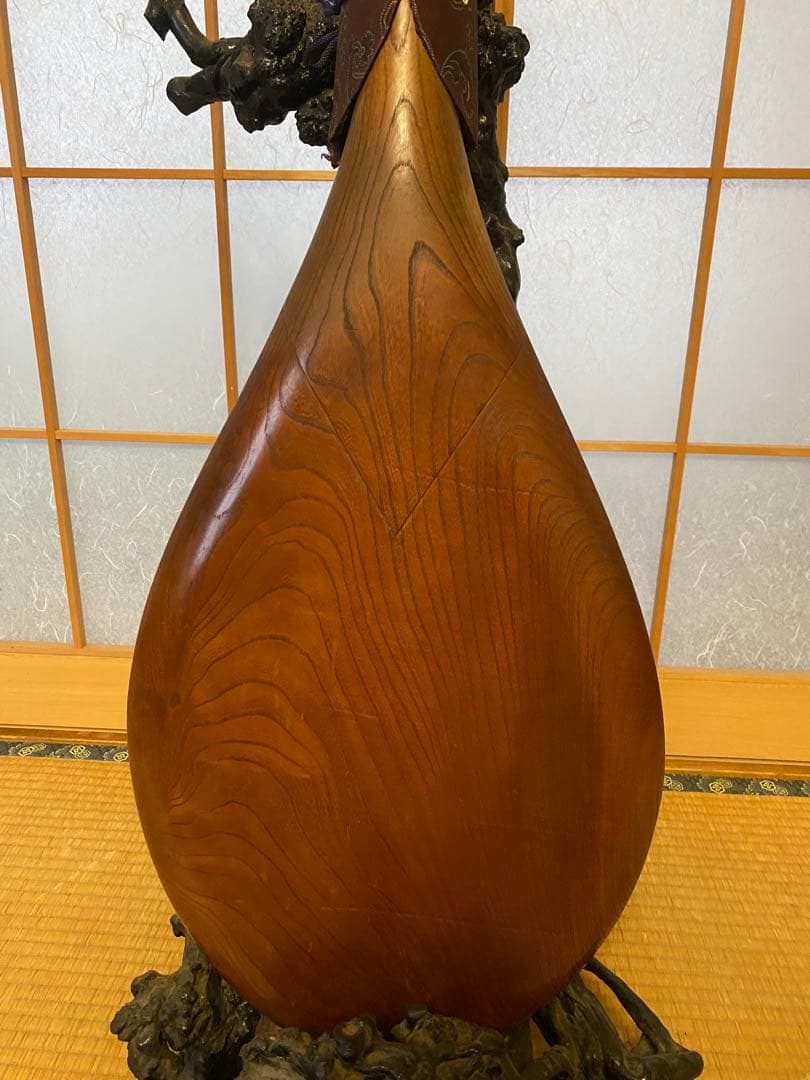 柘植材　琵琶　撥　自然木の置き台