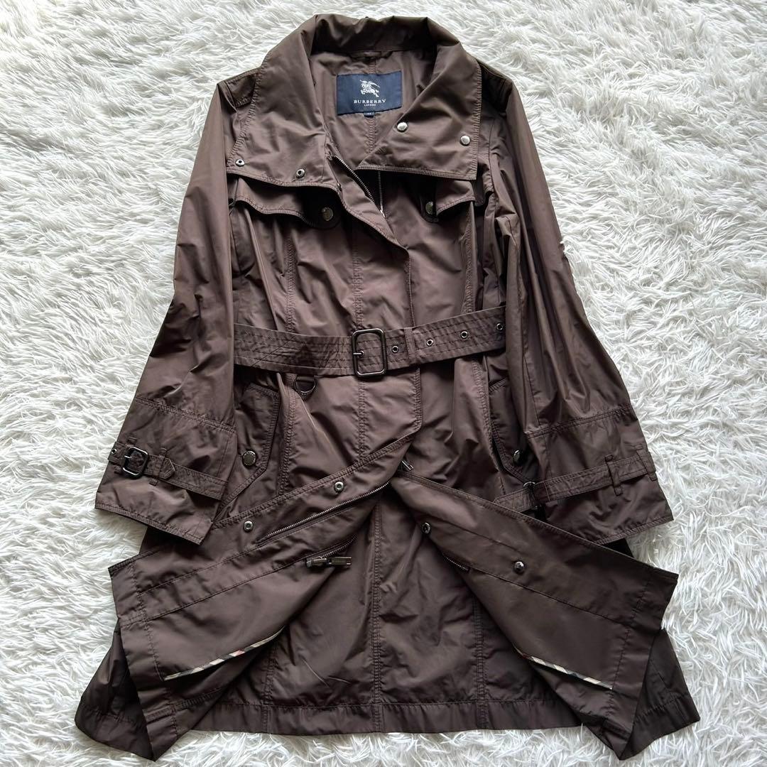 希少2XL 極美品 バーバリーロンドン ロングコート　キルティング　ブラウン