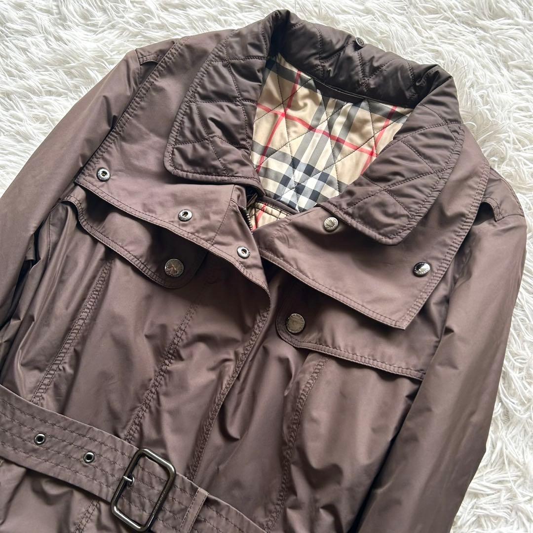 希少2XL 極美品 バーバリーロンドン ロングコート　キルティング　ブラウン