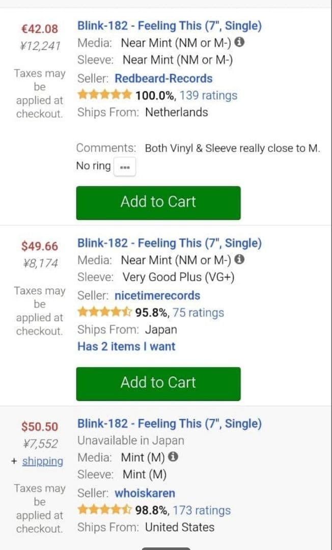 【7inch】Blink-182 4枚セット！ ブリンク182 まとめ売り