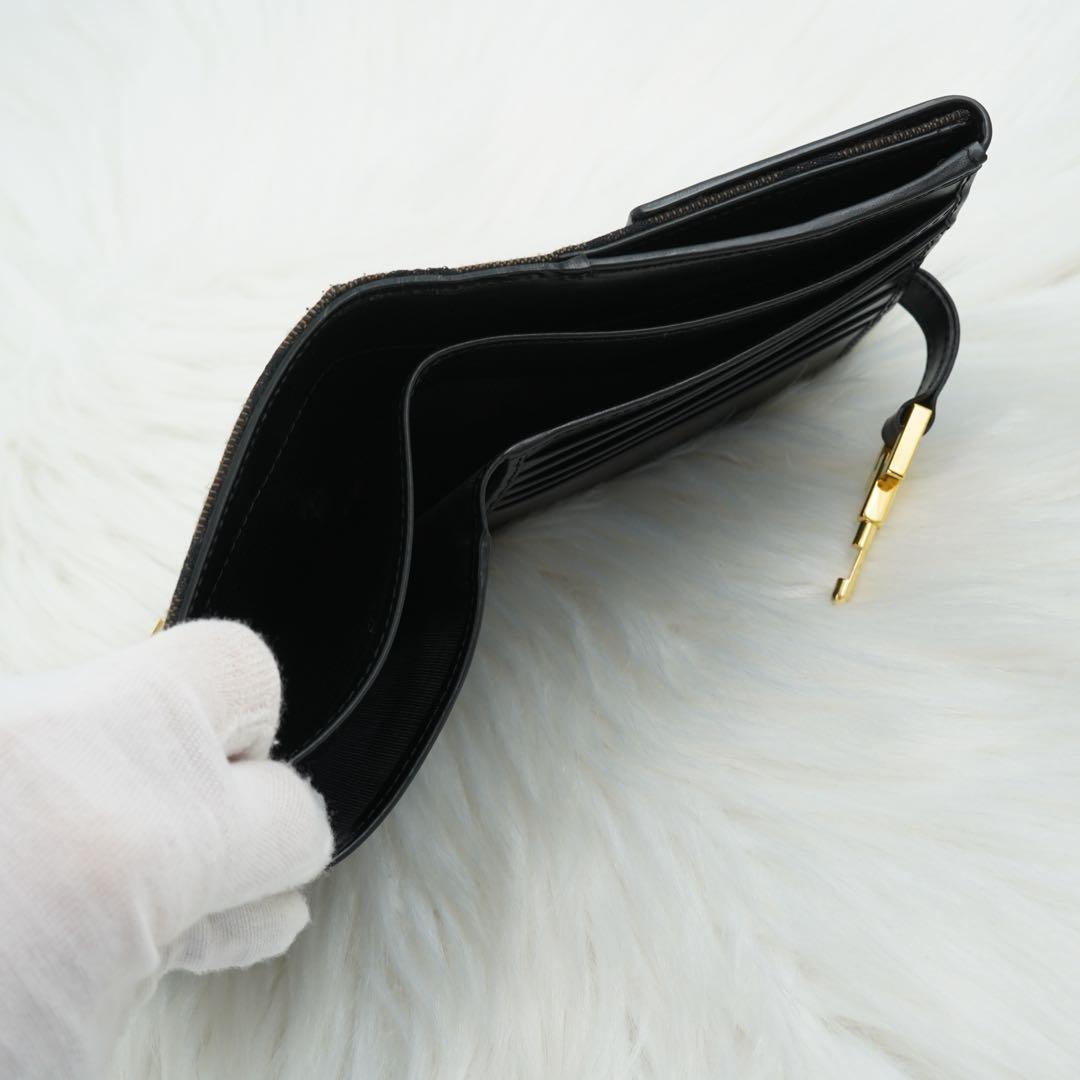 未使用品　箱付き　GUCCI グッチ　二つ折り財布　GG柄　ジャッキー　ブラック