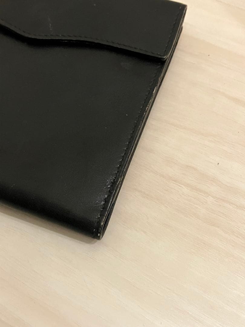 希少　CELINE 馬車ロゴ　ブラック　レザー　二つ折り財布　ウォレット
