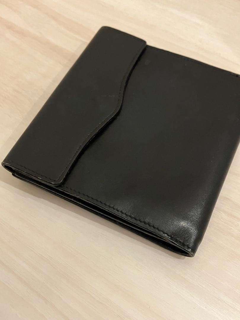 希少　CELINE 馬車ロゴ　ブラック　レザー　二つ折り財布　ウォレット