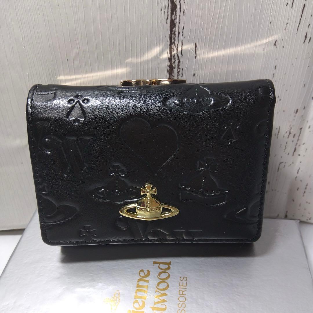 【ショッパー付き】Vivienne Westwood♡三つ折財布マットなブラック