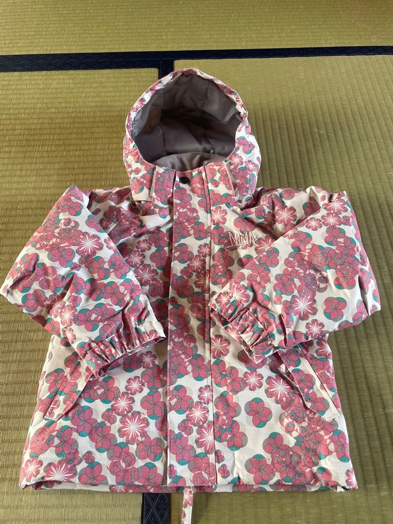 nima子供用スキーウェア上下セット（花柄）100cm手袋付き