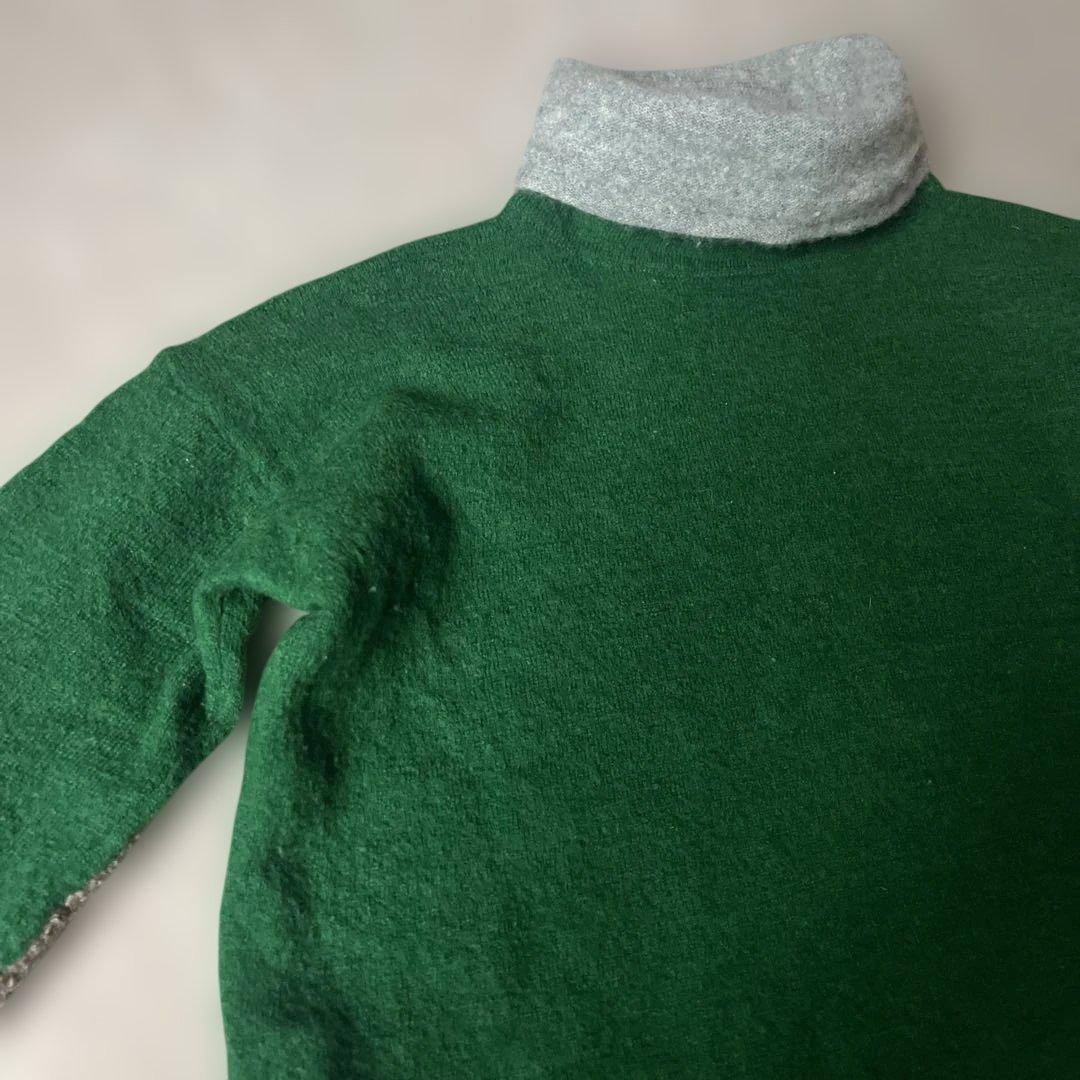 45R マリンクラフトドレス ロング ウール×カシミヤ エルボーパッチ 緑