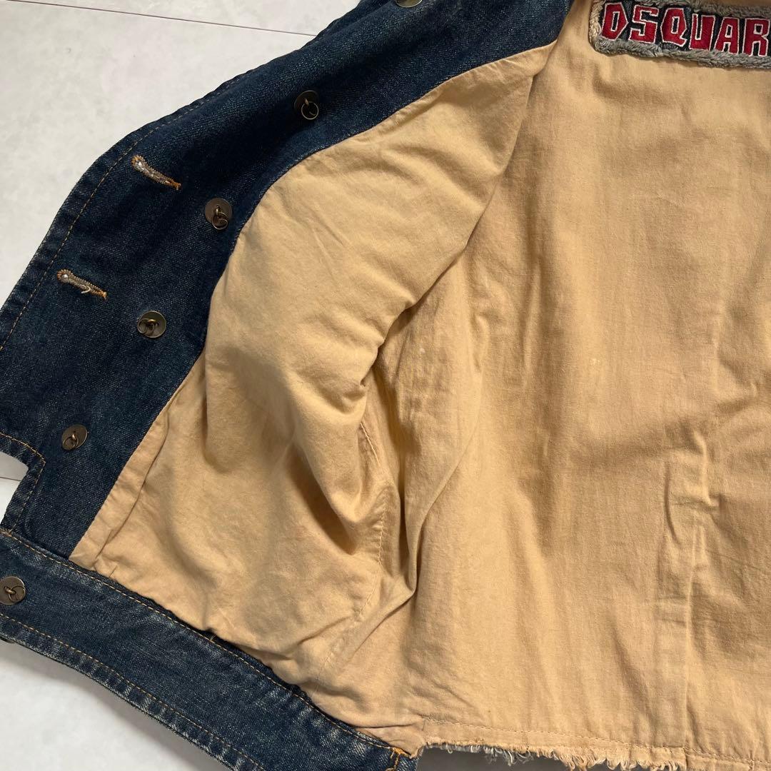 DSQUARED2 デニム ノースリーブ ベスト ビンテージ 羽 ワッペン44