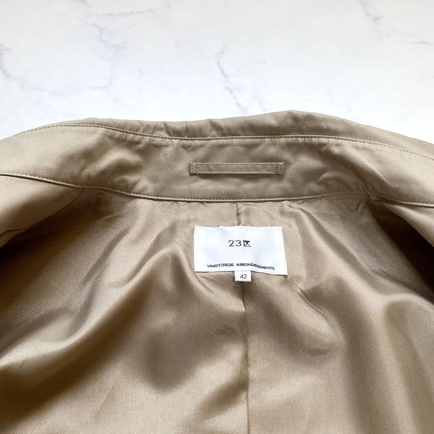 美品✨23区 24ss トレンチコート ベージュ 42 大きいサイズ ショート丈