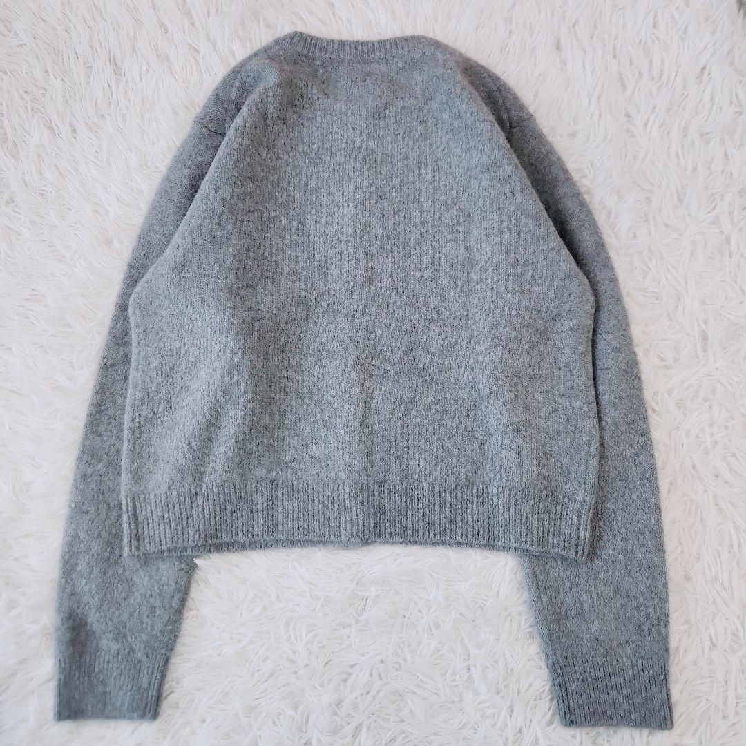 25AW フォックス カシミヤ ブレンド クルーネック カーディガン グレー