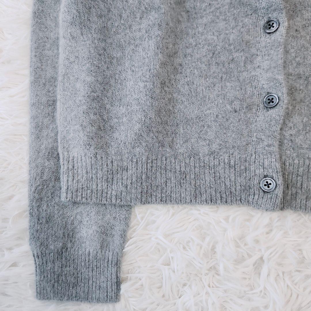 25AW フォックス カシミヤ ブレンド クルーネック カーディガン グレー