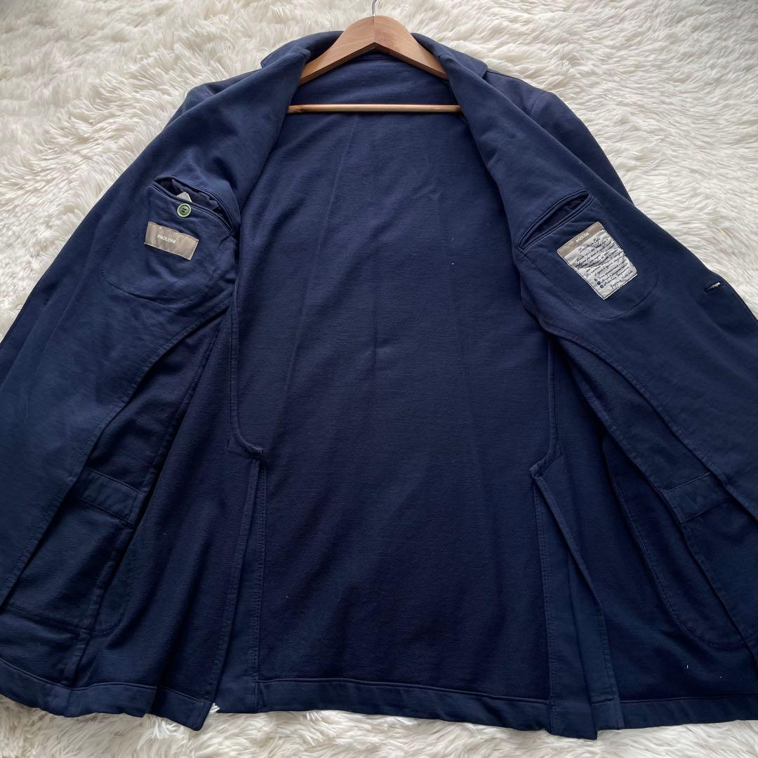 美品✨パオローニ　テーラード　スウェット生地　ストレッチ　洗える　紺　XL