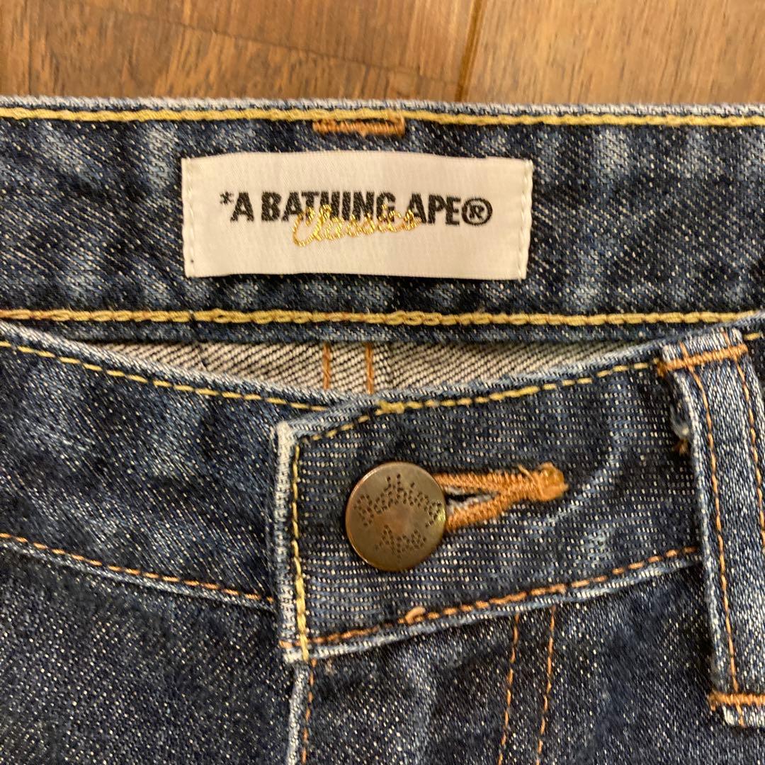 A BATHING APE 日本製　金タグデニムパンツ　刺繍　サイズS激レア