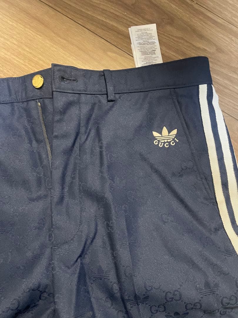 GUCCI x ADIDAS ネイビー ストライプパンツ 50 メンズ