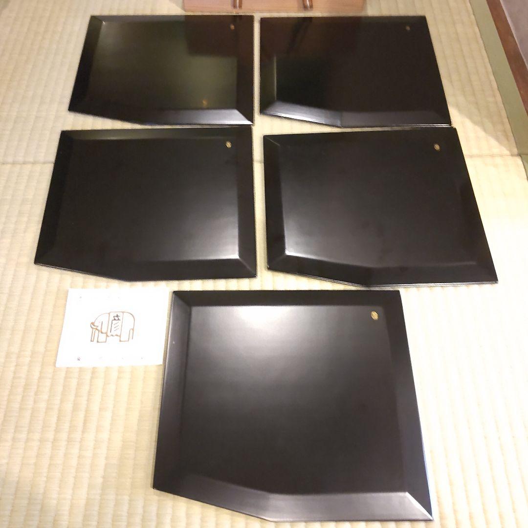 懐石道具 木製漆器 平安 象彦 菊蒔絵 小吸物膳 5客 共箱