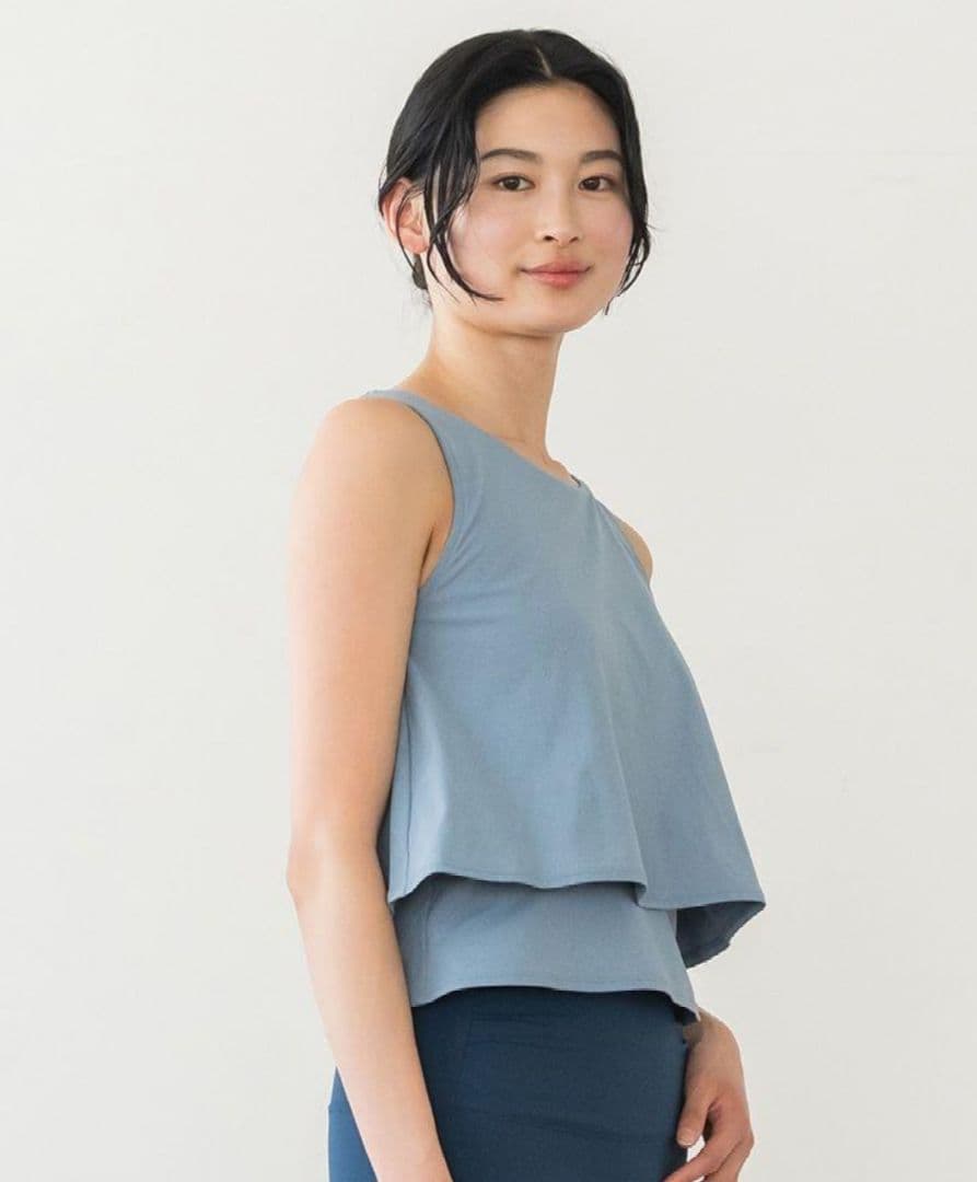 SUKALA カップ付き フレアタンクトップ　スモークブルー　Ｍ