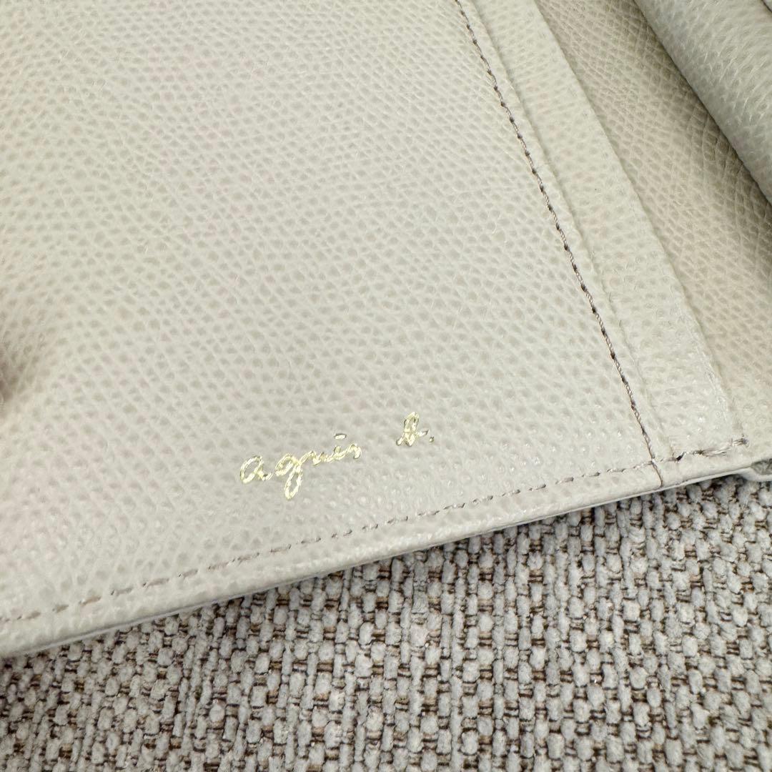 美品 アニエスベー ウォレット 財布 三つ折り財布 ホワイト agnes b.