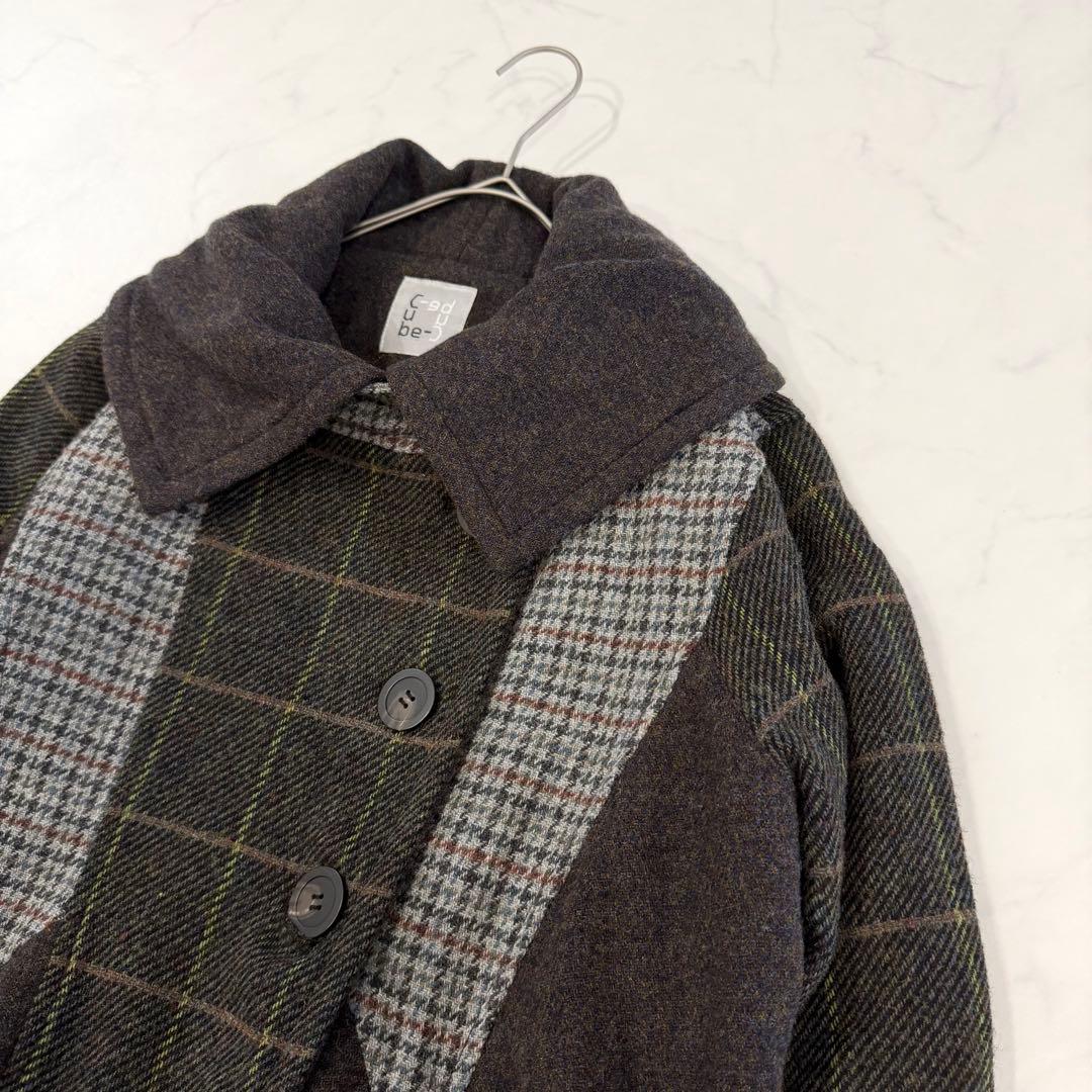 【キューブシー】立体切替 コクーンコート ウール混 38