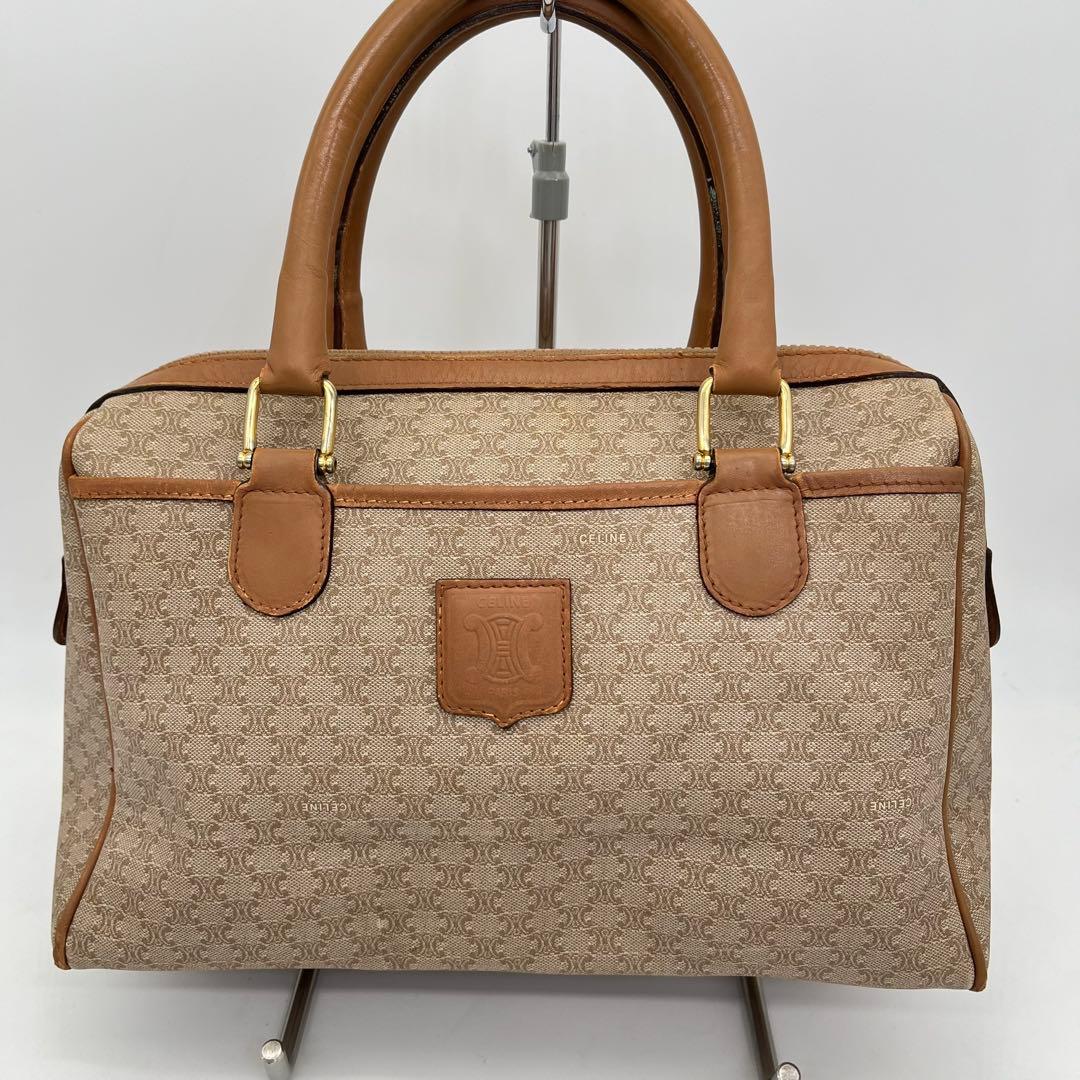 CELINE ハンドバッグ ミニボストン ホワイトマカダム柄 トリオンフ PVC