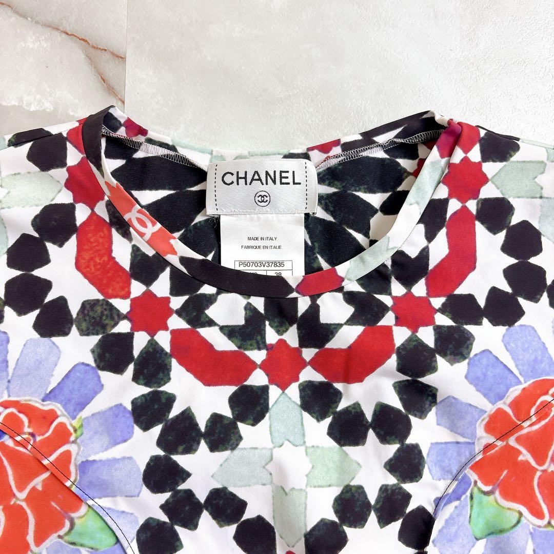 美品　シャネル　ココマーク　総柄　ナイロン　Tシャツ　シャツ　サイズ38