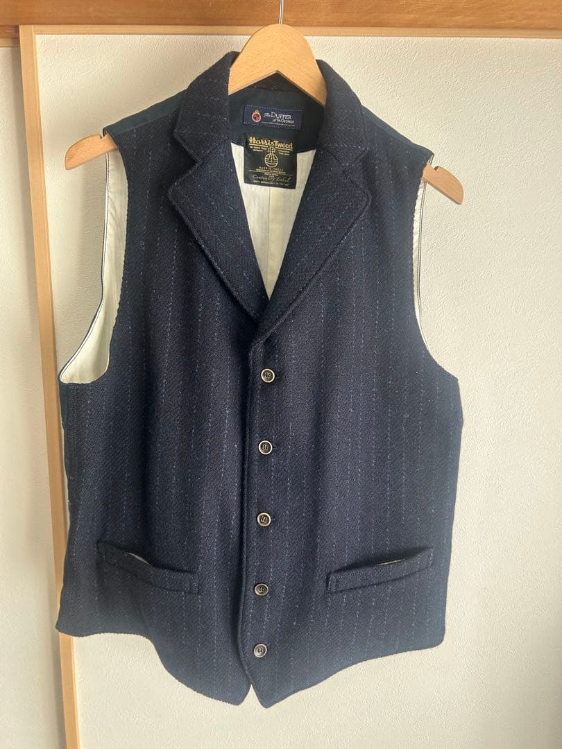 【新品】ダファー ハリスツイード ツーピースジャケット 紺 L