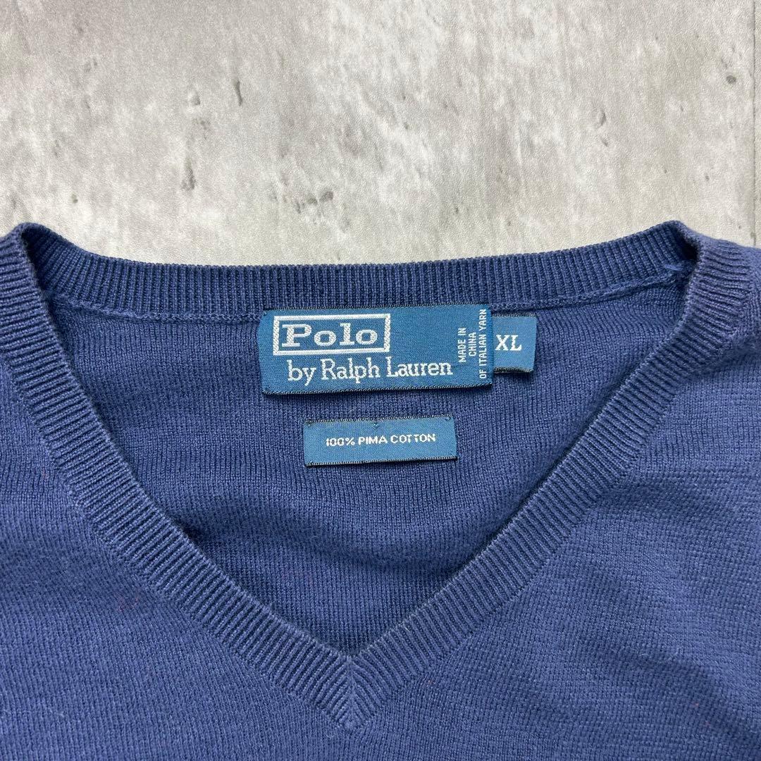 ラルフローレン 刺繍ロゴ ニットベスト ネイビー XL 6494
