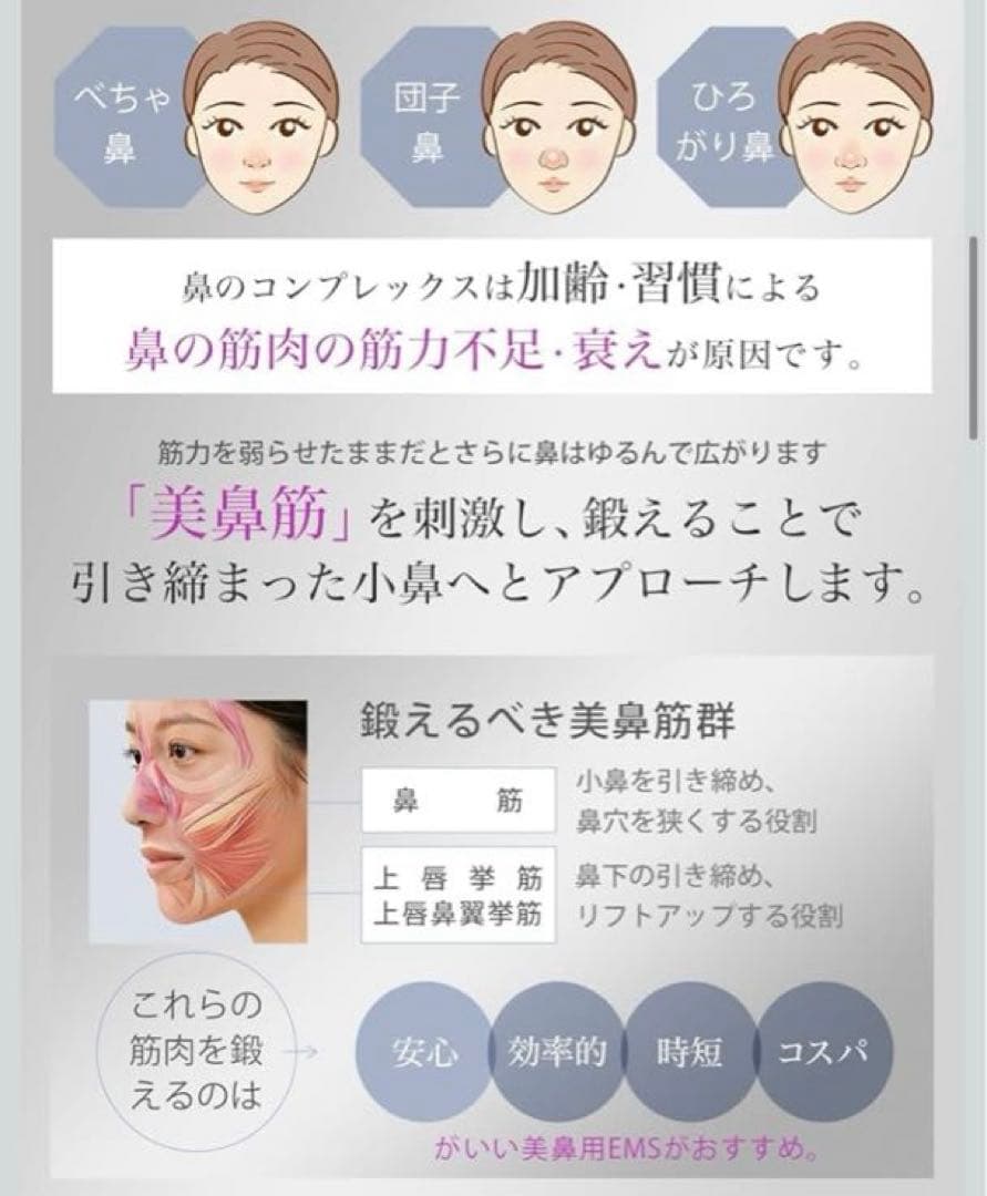美鼻器 EMS美顔器 ノーズケア 3段階圧力調整 Type-C充電式 ホワイト