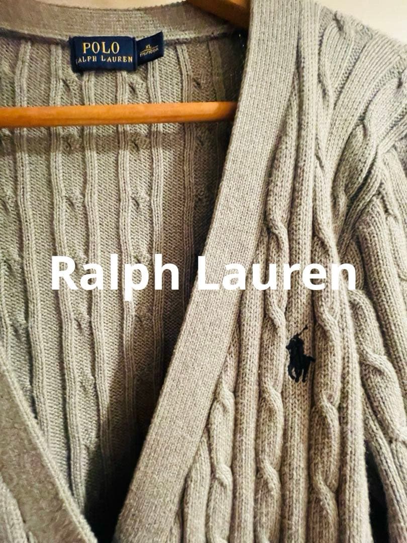 美品・現行タグ【POLO Ralph Lauren】ケーブルカーディガン　グレー