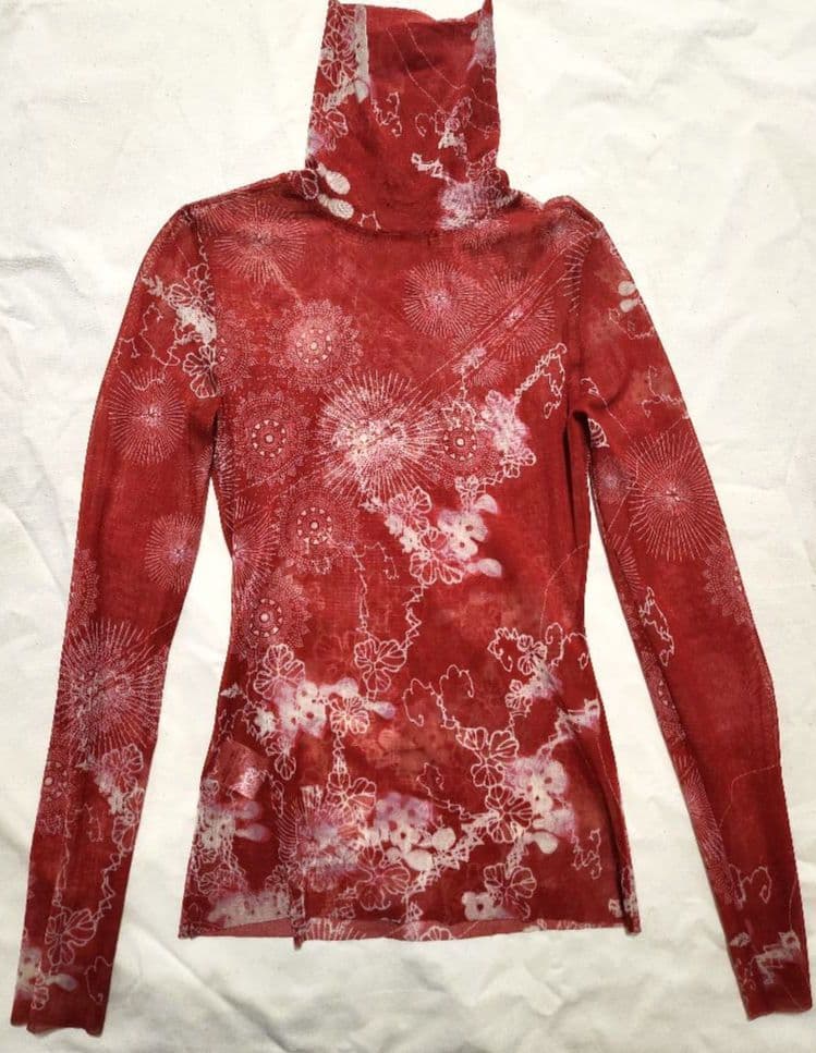 【極美品】Jean Paul Gaultier 赤花柄パワーネットカットソー