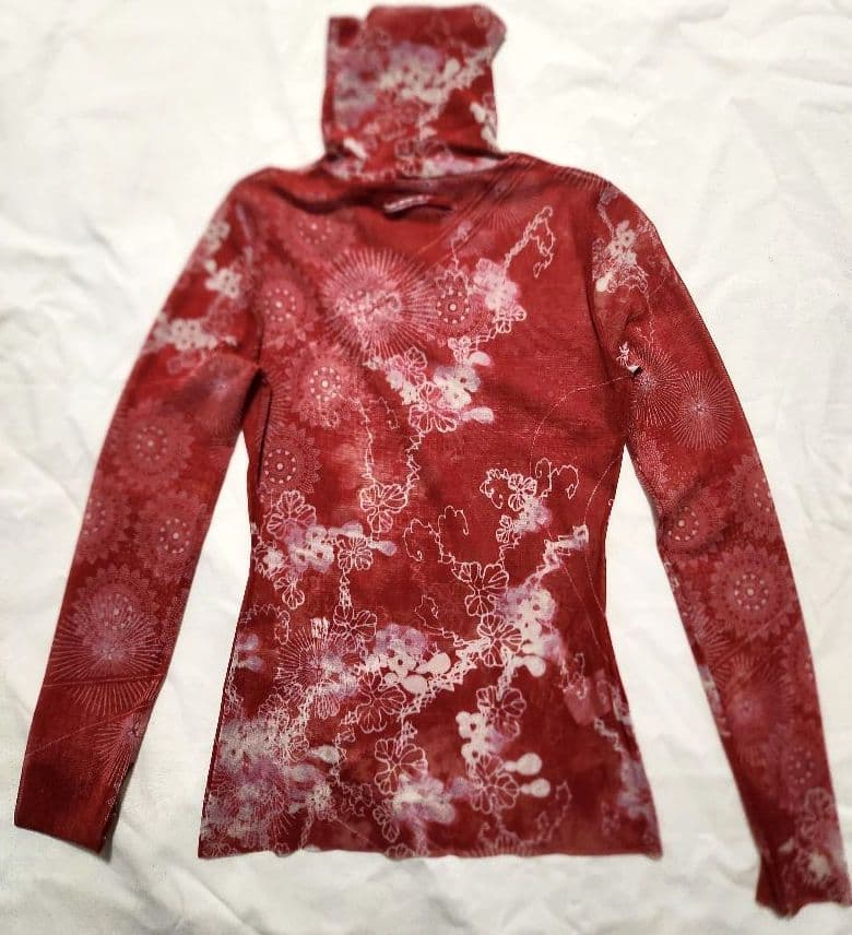 【極美品】Jean Paul Gaultier 赤花柄パワーネットカットソー