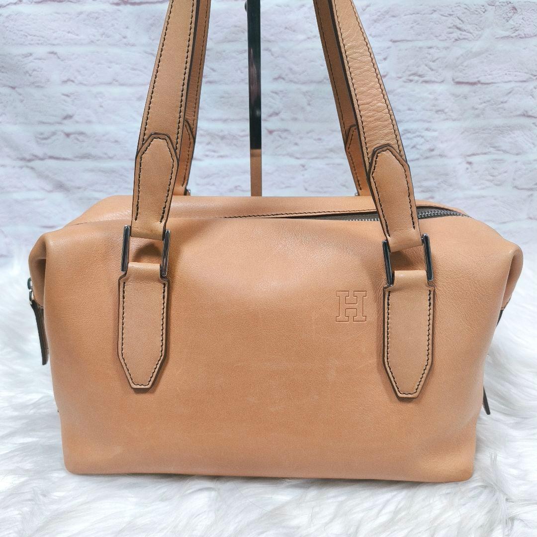 【美品】ヒロフ　フィオーレ　ミニボストンバッグ　ハンドバッグ　ナチュラル