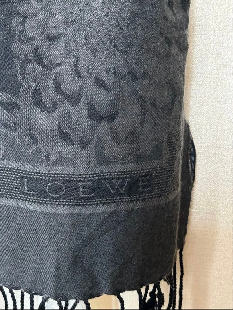 LOEWE ロエベ フラワージャカード ストール ブラック フリンジ付 正規品