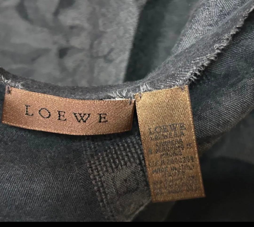 LOEWE ロエベ フラワージャカード ストール ブラック フリンジ付 正規品